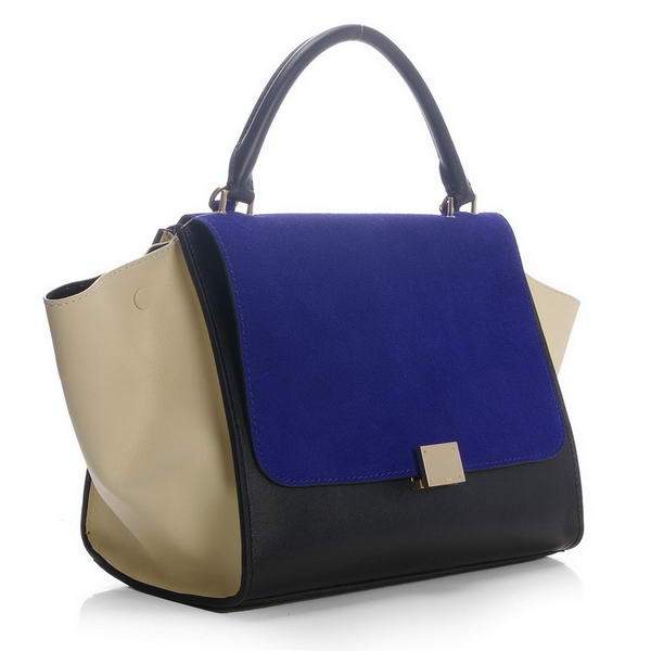 Celine Stamped Trapeze Bags - 3342 Blue Camel and Black - Click Image to Close