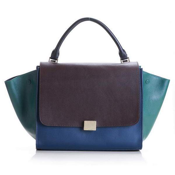 Celine Stamped Trapeze Bags - 3342 Blue and Brown - Click Image to Close