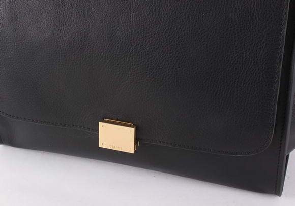 Celine Stamped Trapeze Bags - 88037 Black Calf Leather - Click Image to Close