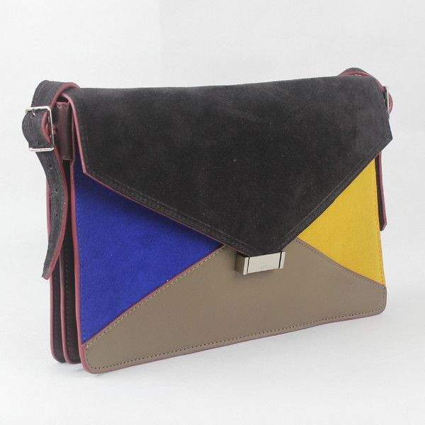 2012 New Arrival Celine Clutch Bag 18017 Red Coffee & Grey - Click Image to Close