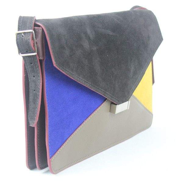2012 New Arrival Celine Clutch Bag 18017 Red Coffee & Grey - Click Image to Close