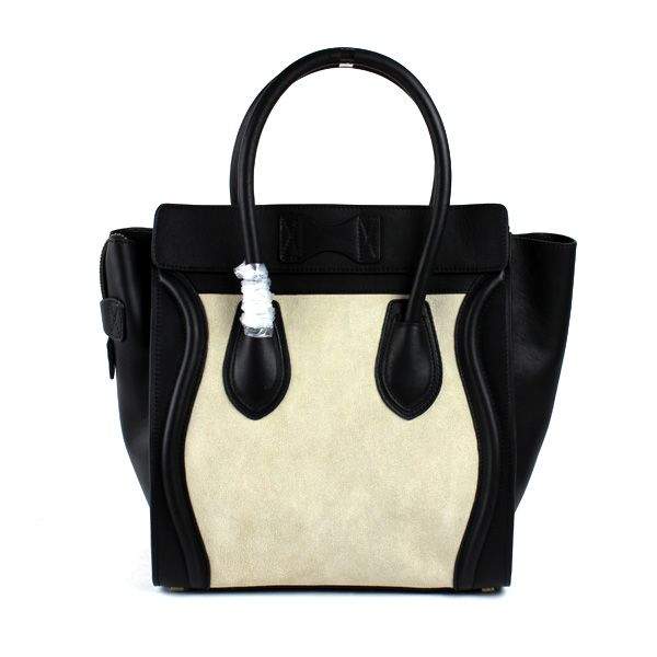 Celine Luggage Mini 30cm Tote Bag - 88022 Black & Cream Original Leather