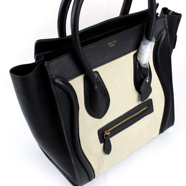 Celine Luggage Mini 30cm Tote Bag - 88022 Black & Cream Original Leather - Click Image to Close