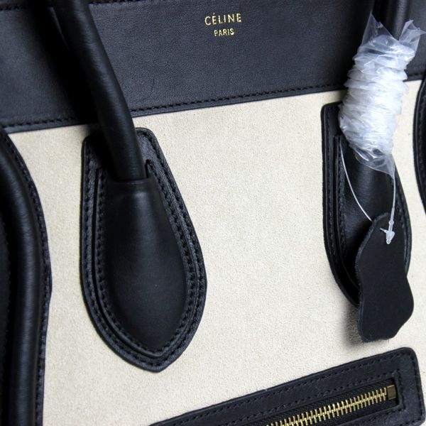 Celine Luggage Mini 30cm Tote Bag - 88022 Black & Cream Original Leather