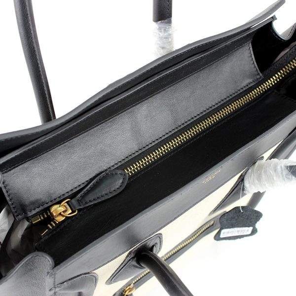 Celine Luggage Mini 30cm Tote Bag - 88022 Black & Cream Original Leather - Click Image to Close