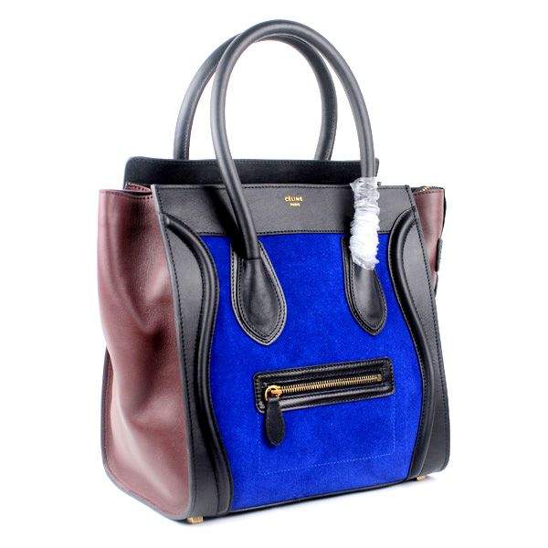 Celine Luggage Mini 30cm Tote Bag - 88022 Blue Black & Red