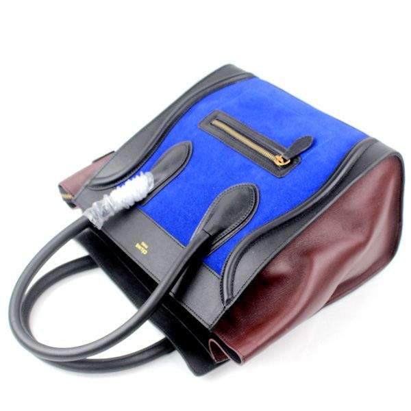 Celine Luggage Mini 30cm Tote Bag - 88022 Blue Black & Red - Click Image to Close