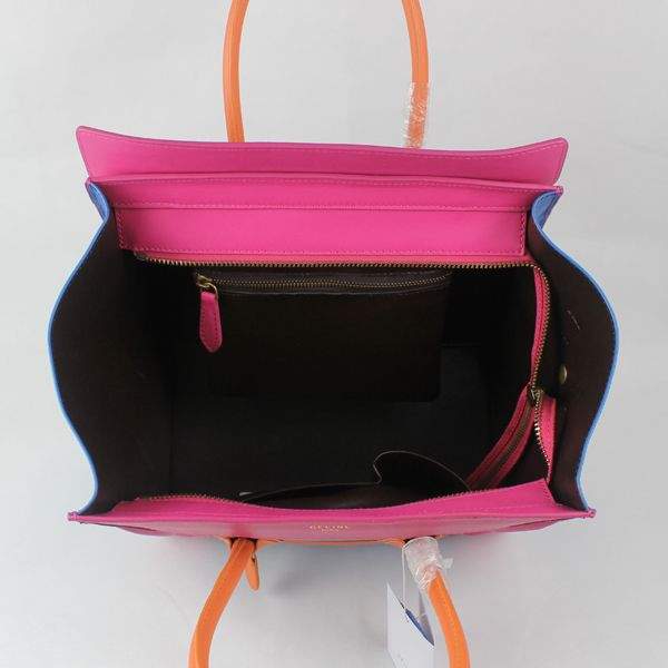 Celine Luggage Mini 30cm Tote Bag - 88022 Blue Orange & Rose Red Original Leather - Click Image to Close