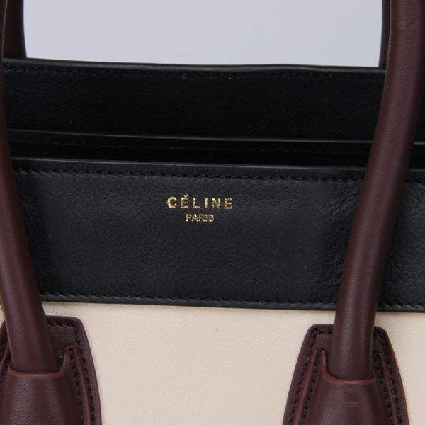 Celine Luggage Mini 30cm Tote Bag - 88022 Cream Black & Red Original Leather