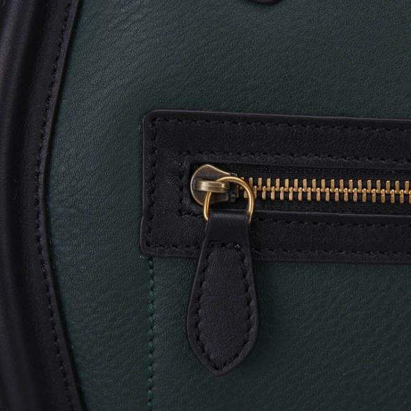 Celine Luggage Mini 30cm Tote Bag - 88022 Green & Black Original Leather - Click Image to Close
