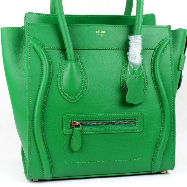 Celine Luggage Mini 30cm Tote Bag - 88022 Green Original Calf Leather - Click Image to Close