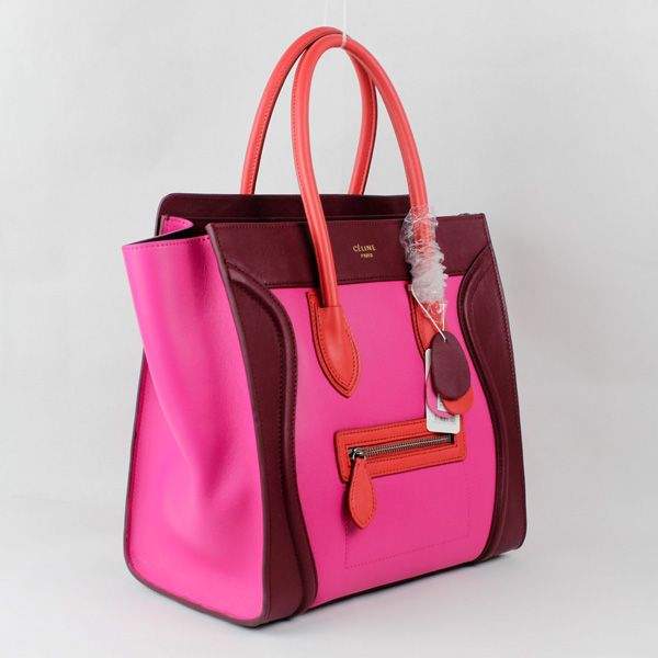 Celine Luggage Mini 30cm Tote Bag - 88022 RoseRed & WineRed Original Leather - Click Image to Close