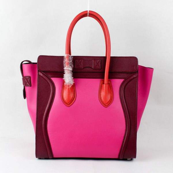 Celine Luggage Mini 30cm Tote Bag - 88022 RoseRed & WineRed Original Leather - Click Image to Close