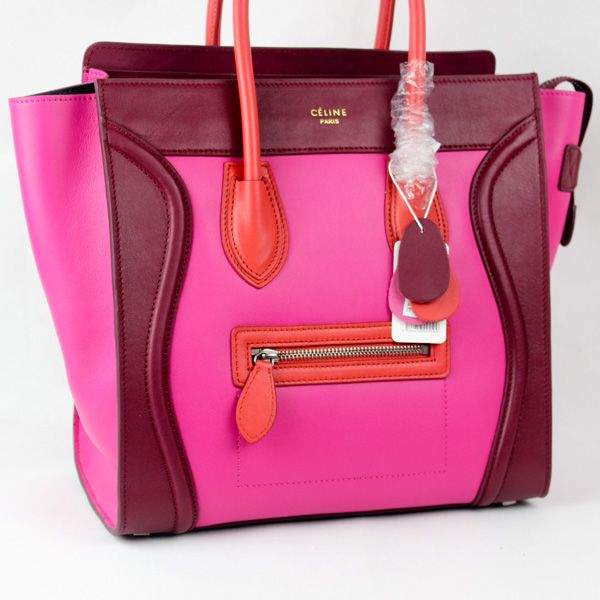 Celine Luggage Mini 30cm Tote Bag - 88022 RoseRed & WineRed Original Leather