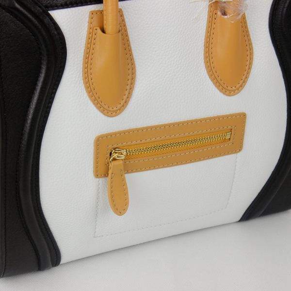 Celine Luggage Mini 30cm Tote Bag - 88022 White Black Apricot Original Leather