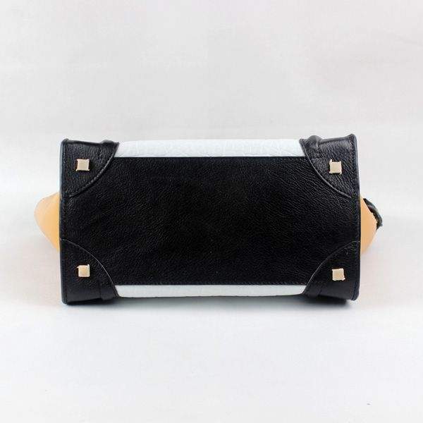 Celine Luggage Mini 30cm Tote Bag - 88022 White Croco Black & Apricot