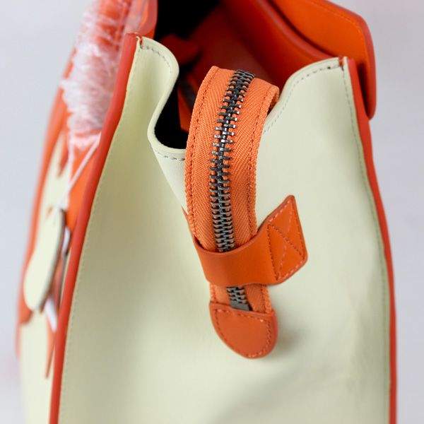 Celine Luggage Mini 30cm Tote Bag - 88022 White & Orange Original Leather - Click Image to Close