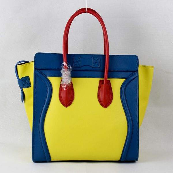 Celine Luggage Mini 30cm Tote Bag - 88022 Yellow Blue & Red Original Leather