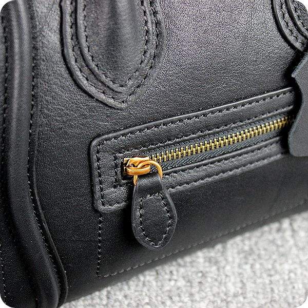 Celine Nano 20cm Luggage Leather Tote Bag - 88029 Black Original Leather - Click Image to Close