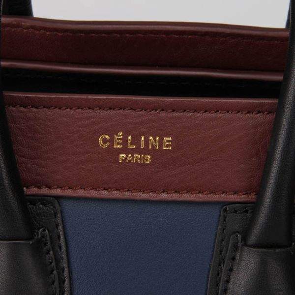 Celine Nano 20cm Luggage Leather Tote Bag - 88029 Blue Brwon Black Original Leather - Click Image to Close
