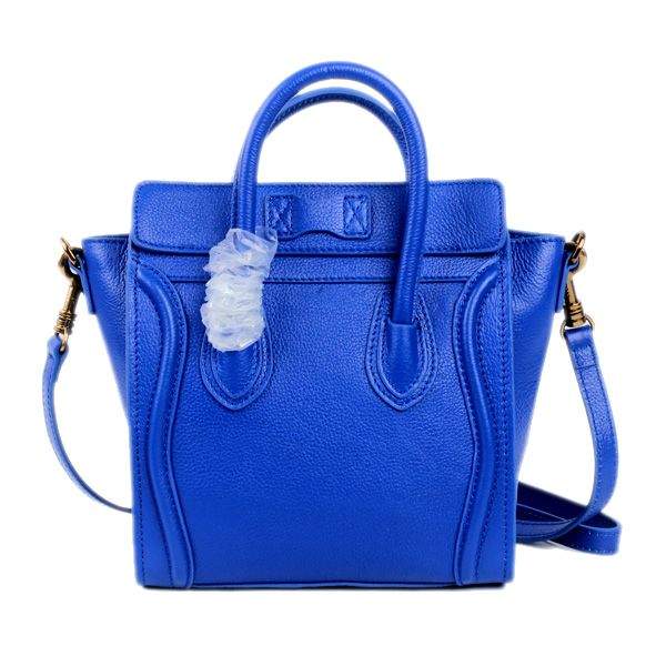 Celine Nano 20cm Luggage Leather Tote Bag - 88029 Blue Calf Leather