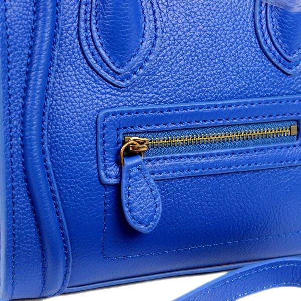 Celine Nano 20cm Luggage Leather Tote Bag - 88029 Blue Calf Leather