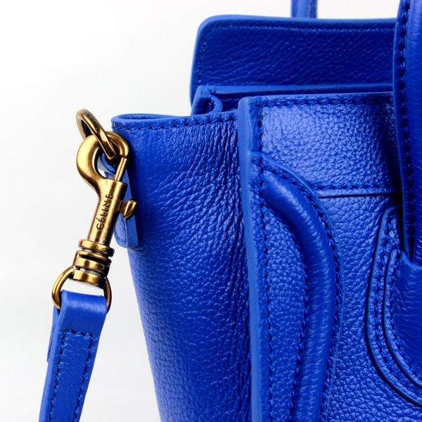 Celine Nano 20cm Luggage Leather Tote Bag - 88029 Blue Calf Leather - Click Image to Close