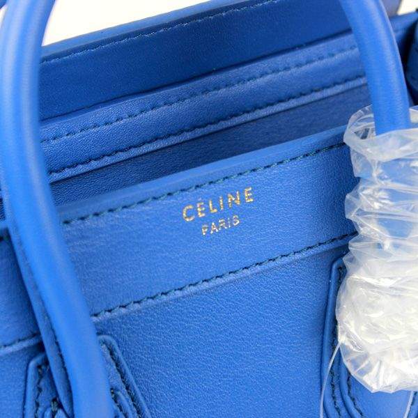 Celine Nano 20cm Luggage Leather Tote Bag - 88029 Blue Original Leather