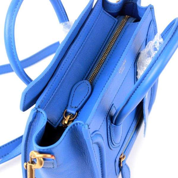 Celine Nano 20cm Luggage Leather Tote Bag - 88029 Blue Original Leather
