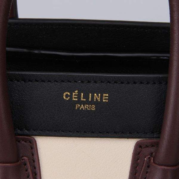 Celine Nano 20cm Luggage Leather Tote Bag - 88029 Cream Black Red Original Leather
