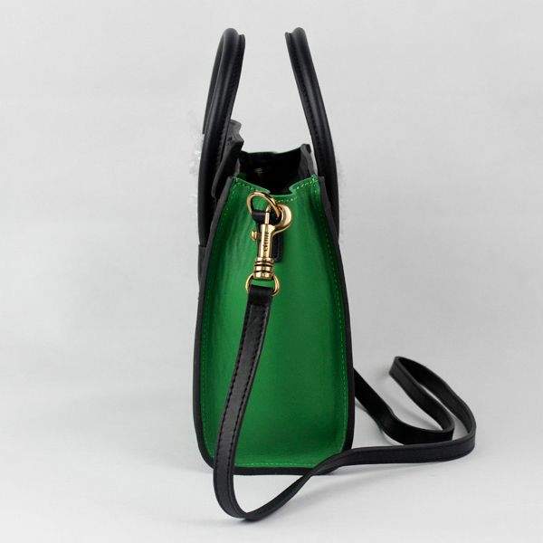 Celine Nano 20cm Luggage Leather Tote Bag - 88029 Green & Black - Click Image to Close