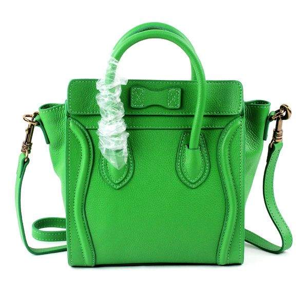 Celine Nano 20cm Luggage Leather Tote Bag - 88029 Green Calf Leather