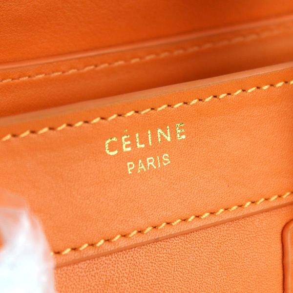Celine Nano 20cm Luggage Leather Tote Bag - 88029 Orange Original Leather - Click Image to Close