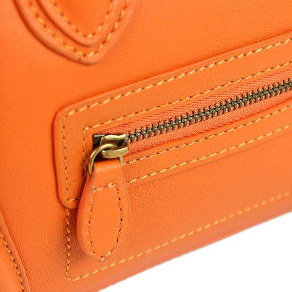Celine Nano 20cm Luggage Leather Tote Bag - 88029 Orange Original Leather