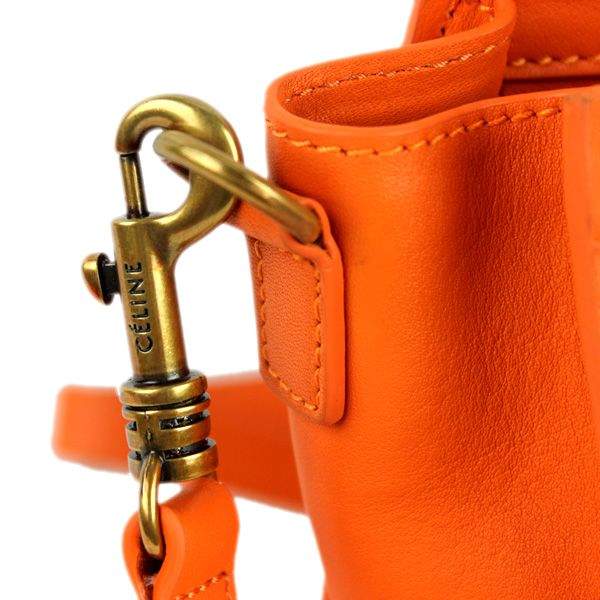 Celine Nano 20cm Luggage Leather Tote Bag - 88029 Orange Original Leather