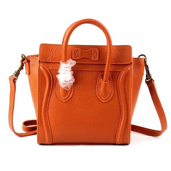 Celine Nano 20cm Luggage Leather Tote Bag - 88029 Orange