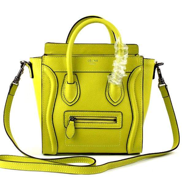 Celine Nano 20cm Luggage Leather Tote Bag - 88029 Yellow - Click Image to Close