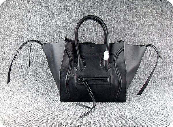Celine Luggage Phantom Square Tote 88033 Black Calf Leather