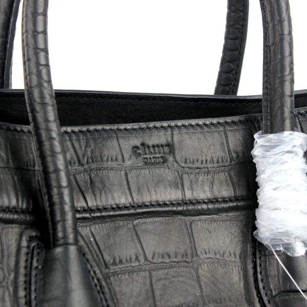 Celine Luggage Phantom Square Tote 88033 Black Croco Leather - Click Image to Close