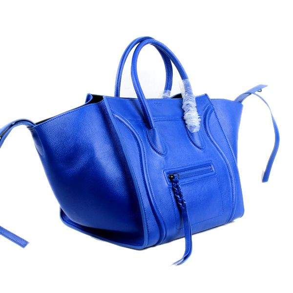 Celine Luggage Phantom Square Tote 88033 Blue Calf Leather
