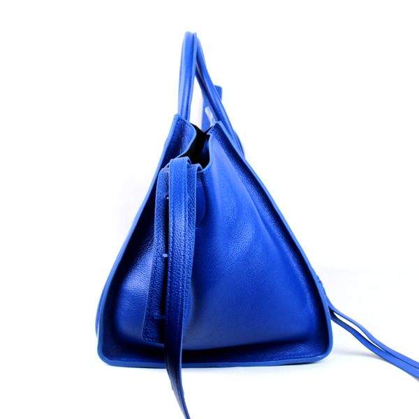 Celine Luggage Phantom Square Tote 88033 Blue Calf Leather - Click Image to Close
