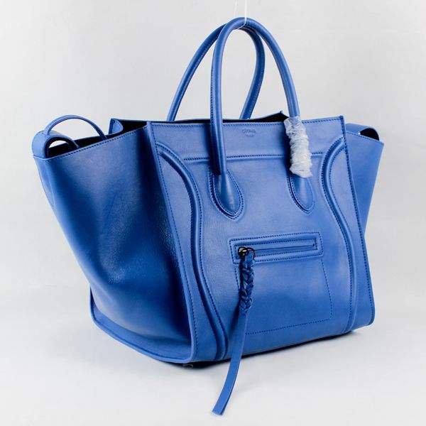 Celine Luggage Phantom Square Tote 88033 Blue Original Leather