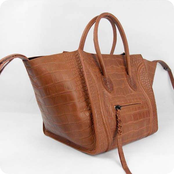 Celine Luggage Phantom Square Tote 88033 Brown Leather - Click Image to Close