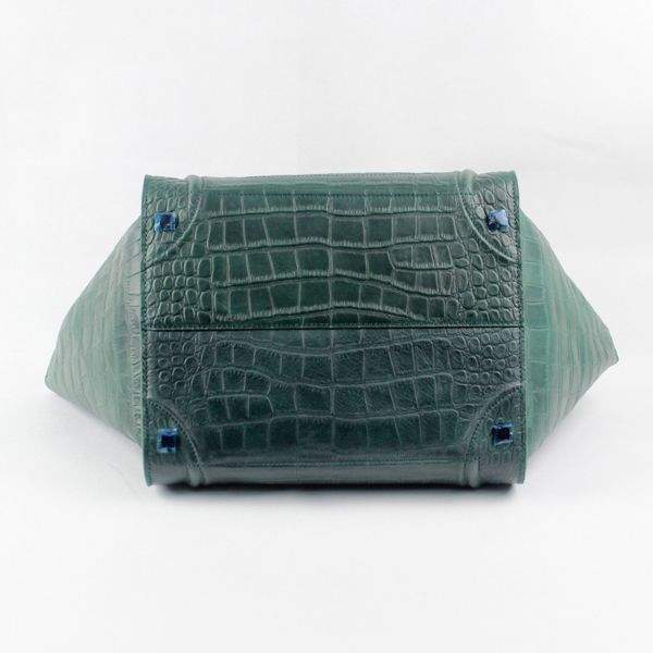 Celine Luggage Phantom Square Tote 88033 Green Croco Leather