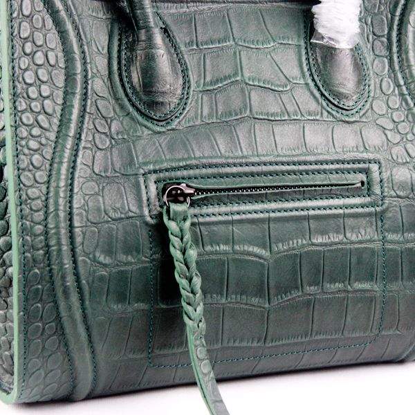 Celine Luggage Phantom Square Tote 88033 Green Croco Leather