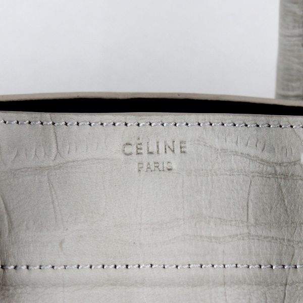 Celine Luggage Phantom Square Tote 88033 Grey White Croco - Click Image to Close