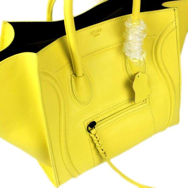 Celine Luggage Phantom Square Tote 88033 Lemon Yellow Original Leather