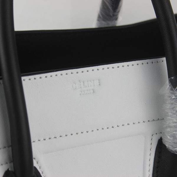 Celine Luggage Phantom Square Tote 88033 White & Black - Click Image to Close