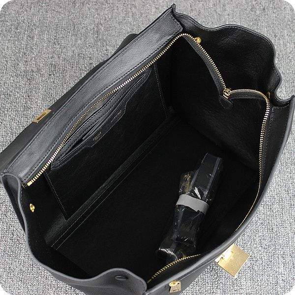 Celine Stamped Trapeze Shoulder Bag - 88037 Black Croco Leather - Click Image to Close