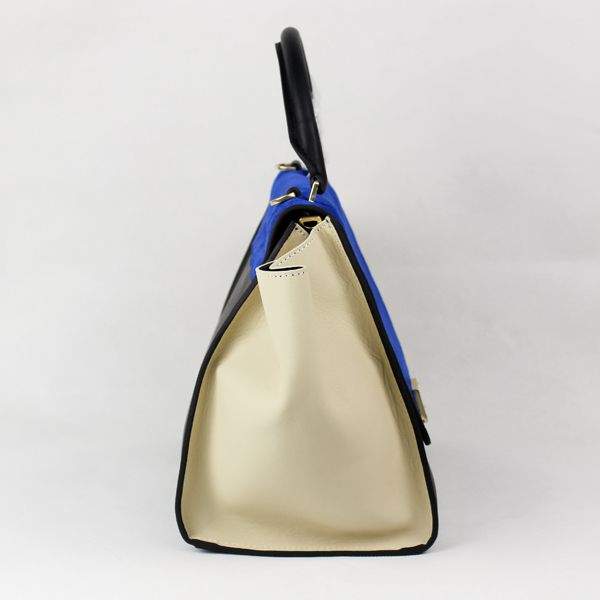 Celine Stamped Trapeze Shoulder Bag - 88037 Blue Black Apricot Original Leather - Click Image to Close